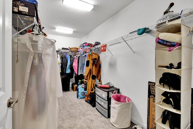 walk in closet featuring carpet