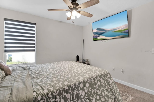 bedroom featuring carpet and ceiling fan