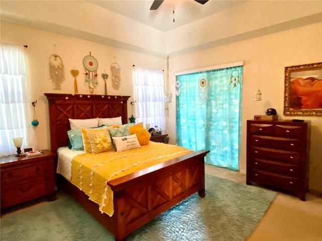 bedroom featuring ceiling fan