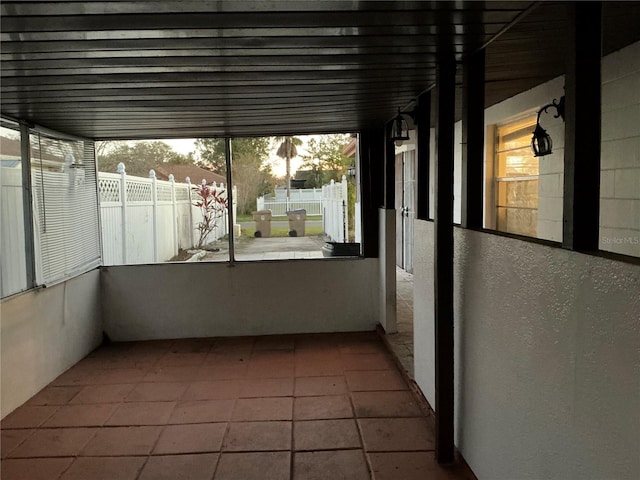 view of unfurnished sunroom