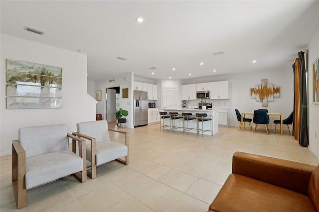 view of tiled living room