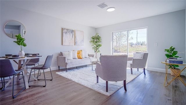 living room with hardwood / wood-style flooring