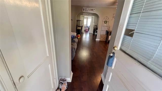 hall featuring dark hardwood / wood-style floors