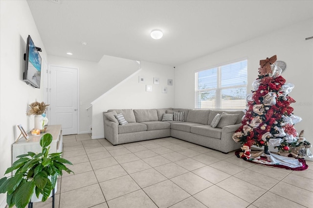 view of tiled living room