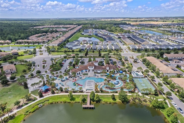 bird's eye view featuring a water view