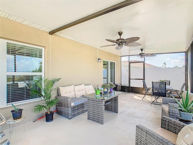 view of patio / terrace featuring an outdoor living space and ceiling fan