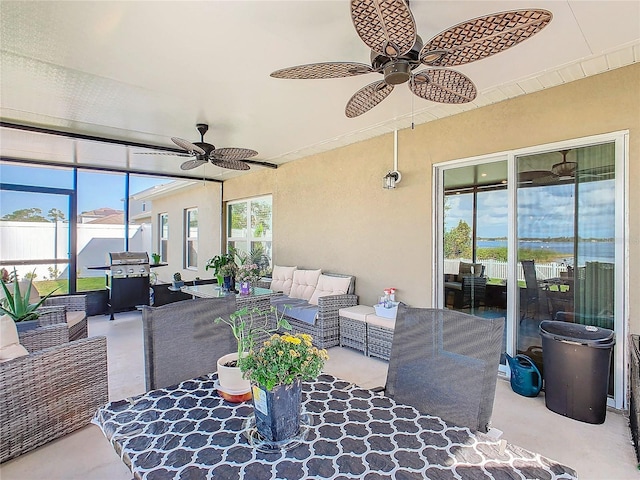 view of patio / terrace with outdoor lounge area and ceiling fan