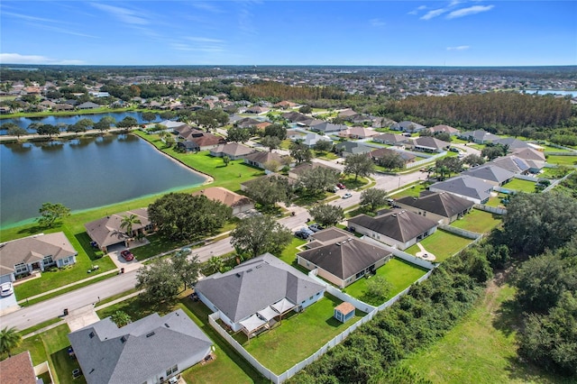 bird's eye view featuring a water view