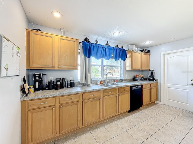 kitchen with dishwasher, light tile patterned flooring, and sink