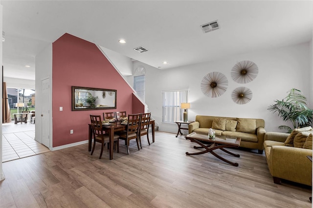 living room featuring light hardwood / wood-style flooring