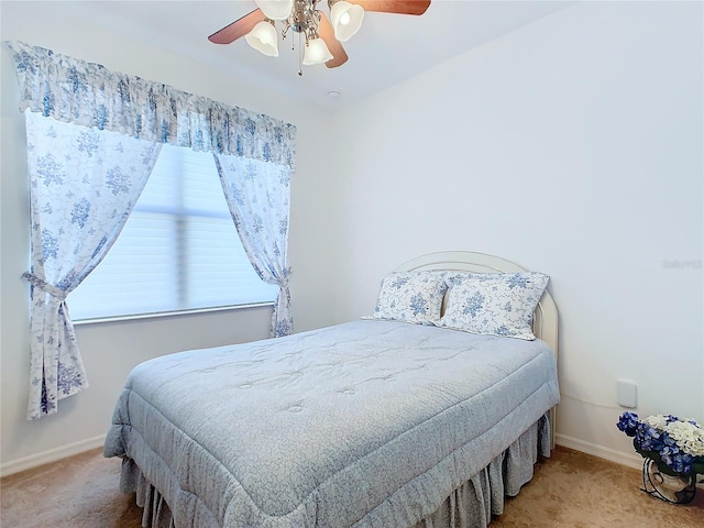 bedroom featuring carpet and ceiling fan