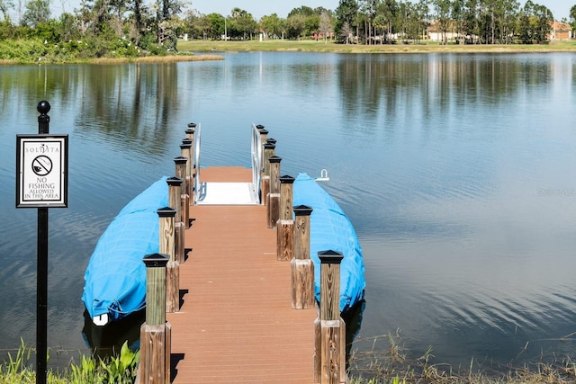 view of dock featuring a water view