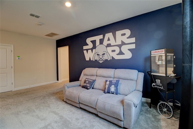 living room featuring carpet flooring