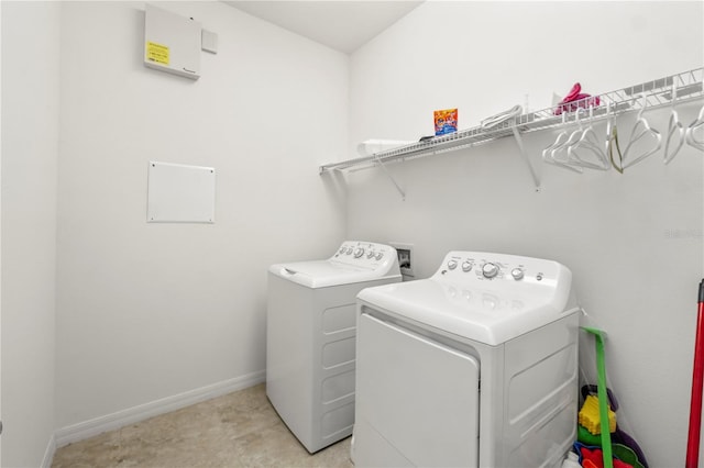 laundry area featuring independent washer and dryer