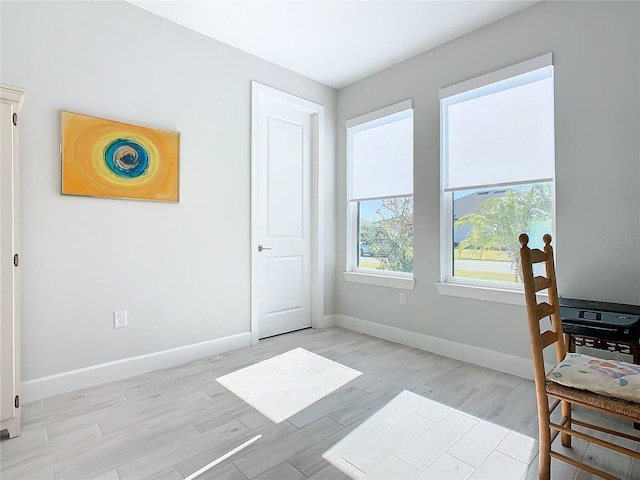 office area featuring light hardwood / wood-style floors