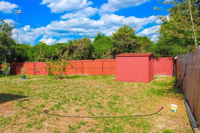 1053 Hemingway Dr, Deltona, FL 32725 - view of yard featuring a storage unit and an outbuilding