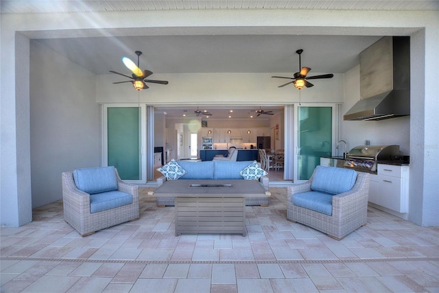 view of patio / terrace featuring sink and grilling area