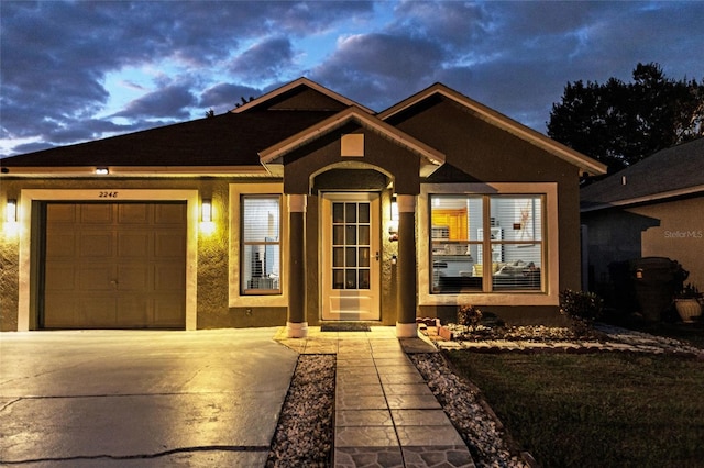 view of front of house with a garage