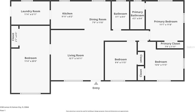 2108 Lemon St, Haines City, FL 33844 - floor plan / room layout