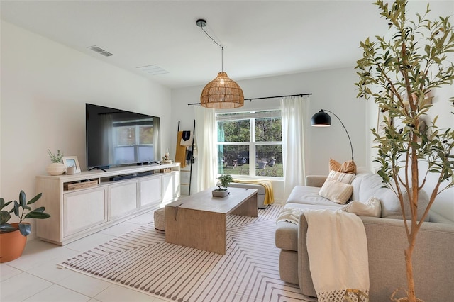 view of tiled living room