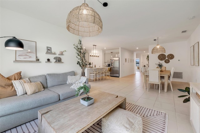 view of tiled living room