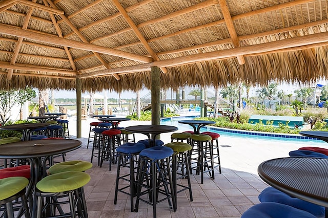 view of patio featuring a gazebo