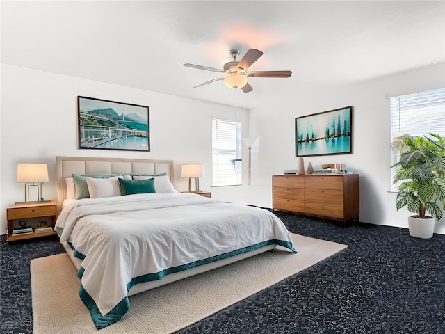 bedroom featuring ceiling fan
