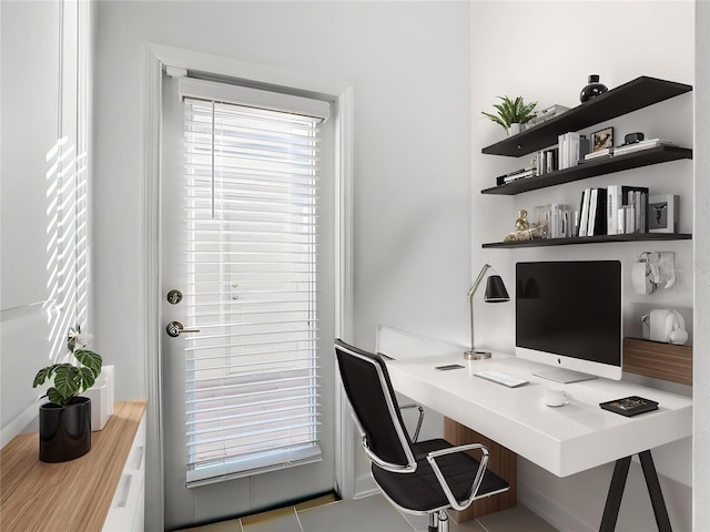 home office featuring built in desk