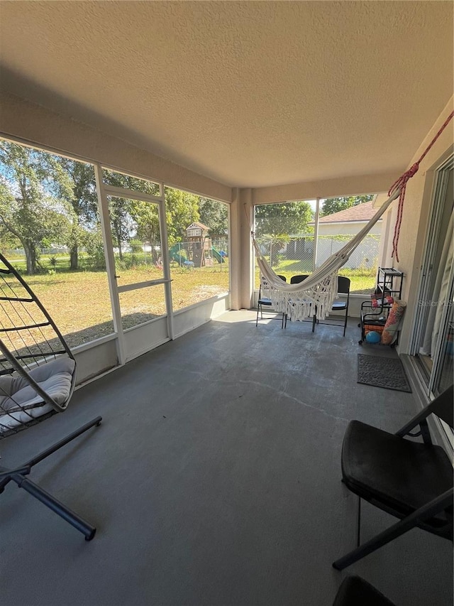 view of unfurnished sunroom