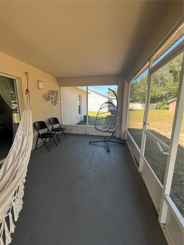 view of unfurnished sunroom