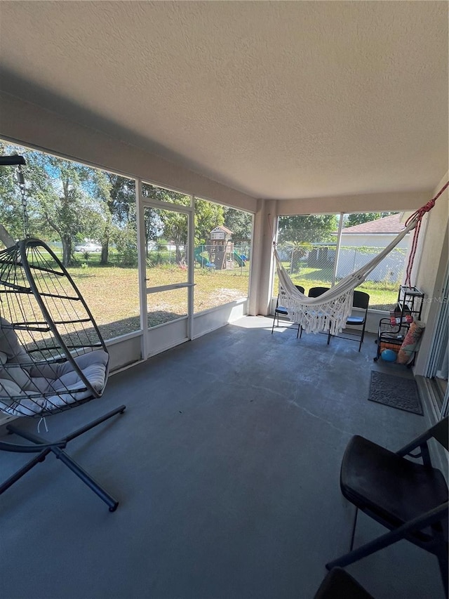 view of unfurnished sunroom