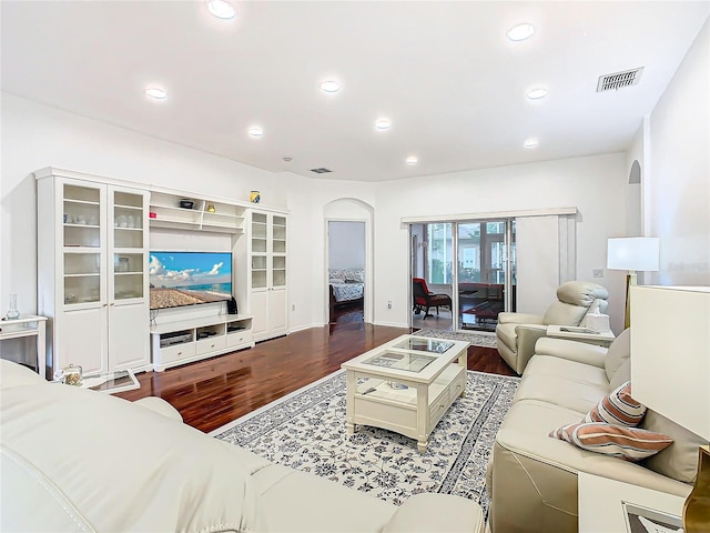 living room featuring hardwood / wood-style flooring