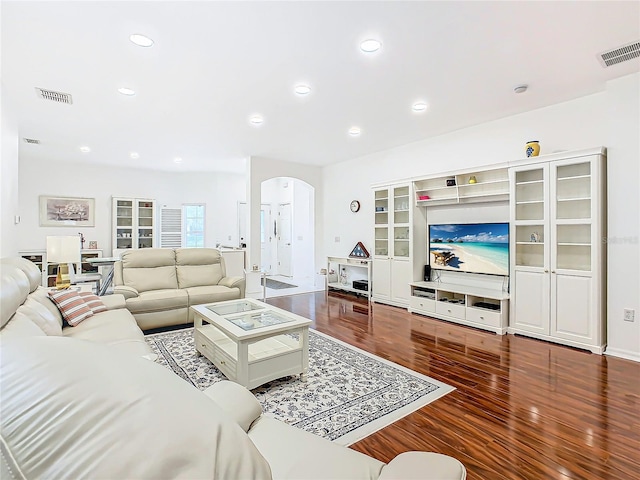 living room with hardwood / wood-style flooring