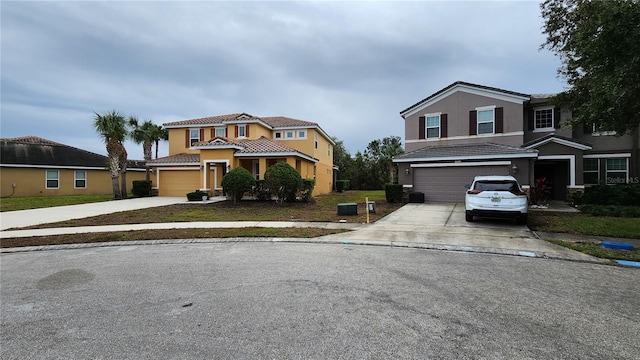 view of front of property with a garage