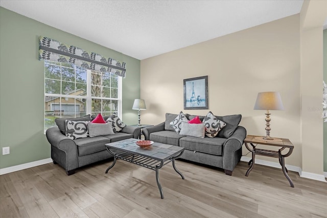 living room featuring light wood-type flooring