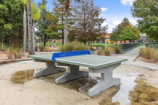 view of community featuring a water view