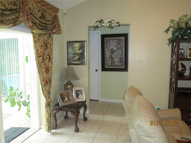 interior space featuring light tile patterned floors