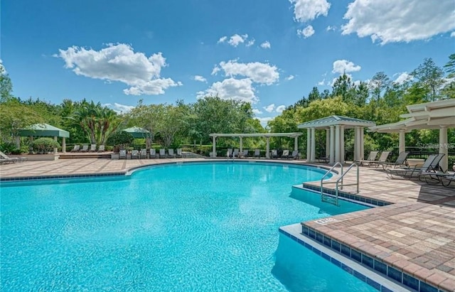 view of pool featuring a patio area