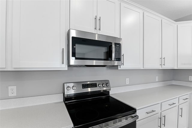 kitchen with white cabinetry and stainless steel appliances