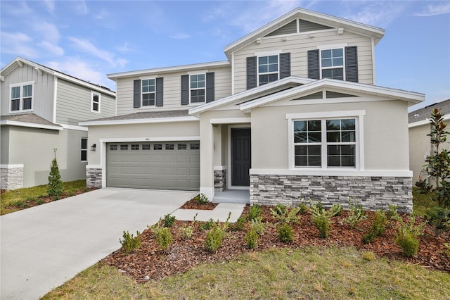 craftsman inspired home featuring a garage