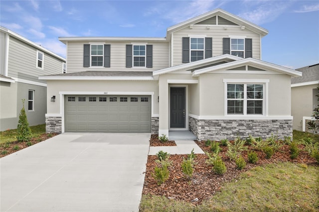 craftsman-style home with a garage