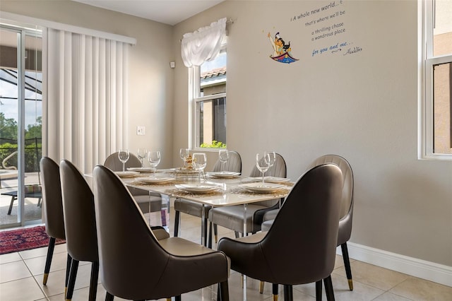 tiled dining area with plenty of natural light