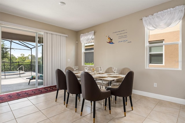 dining room with light tile patterned floors