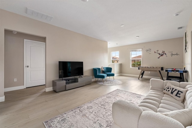 living room featuring light hardwood / wood-style floors