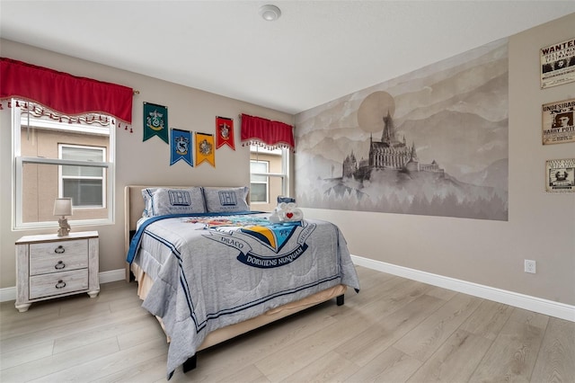 bedroom with wood-type flooring