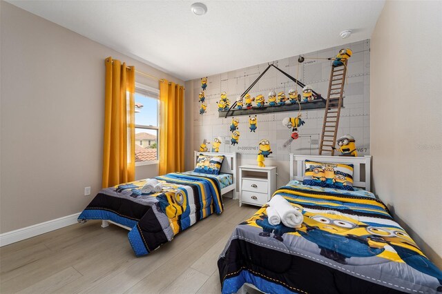 bedroom featuring light hardwood / wood-style flooring