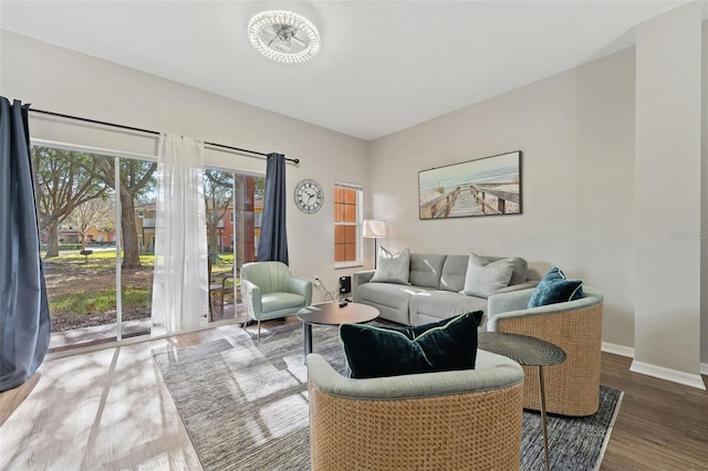 living room featuring wood-type flooring