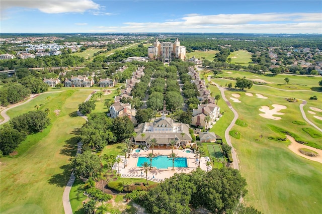 aerial view with view of golf course