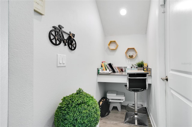 home office featuring hardwood / wood-style flooring