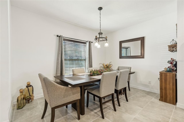 dining area with light tile patterned flooring